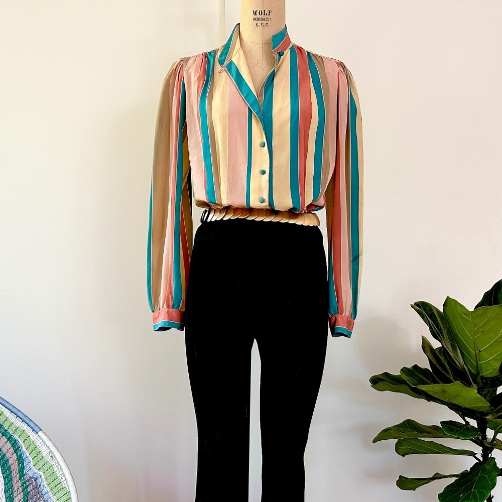 1980's Women's Blouse, Stripe
